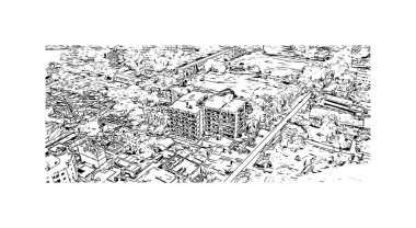 Print Building view with landmark of Bhagalpur is the city in India. Vektörde elle çizilmiş çizim çizimi.