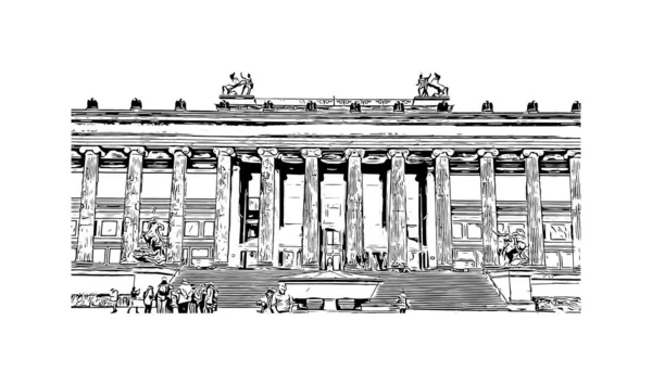 Print Vue Imprenable Sur Berlin Est Capitale Allemagne Illustration Dessinée — Image vectorielle