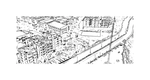 Print Building View Landmark Bilaspur Staden Indien Handritad Skiss Illustration — Stock vektor