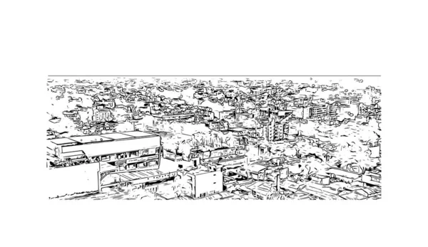 Προβολή Κτιρίου Ορόσημο Του Bilaspur Είναι Πόλη Στην Ινδία Χειροποίητο — Διανυσματικό Αρχείο