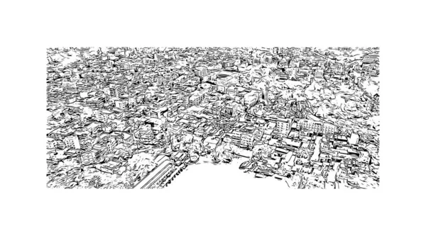 Print Building View Landmark Bhagalpur Staden Indien Handritad Skiss Illustration — Stock vektor