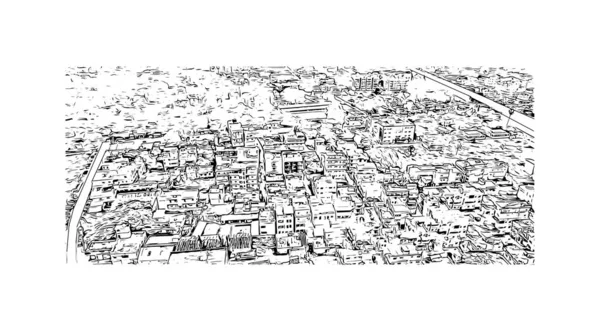 Print Building View Landmark Bhagalpur Staden Indien Handritad Skiss Illustration — Stock vektor