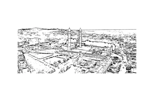 Imprimir Vista Del Edificio Con Punto Referencia Bhopal Ciudad India — Archivo Imágenes Vectoriales