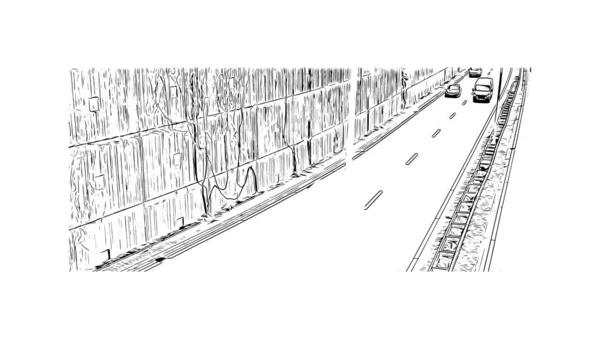 Print Building View Landmark Bielefeld City Germany Hand Drawn Sketch — Stock Vector