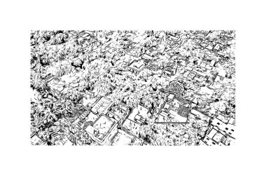 Print Building view with landmark of Bogura is the city of Bangladesh. Vektörde elle çizilmiş çizim çizimi.