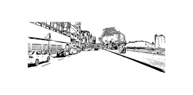 Print Building view with landmark of Blumenau Güney Brezilya 'da bir şehirdir. Vektörde elle çizilmiş çizim çizimi.