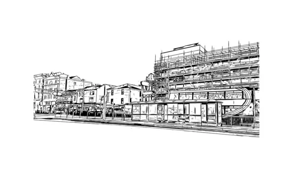Print Vue Imprenable Sur Blackpool Est Une Station Balnéaire Située — Image vectorielle