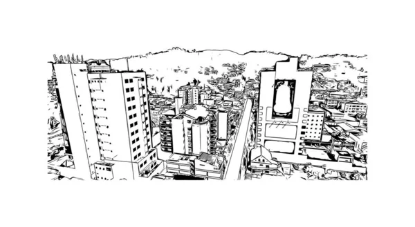 Print Vue Imprenable Sur Blumenau Est Une Ville Sud Brésil — Image vectorielle