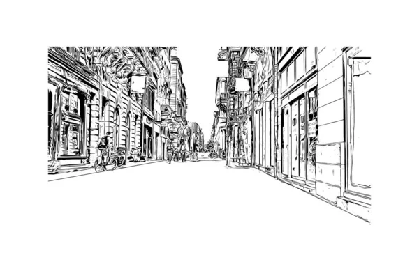 Imprimer Vue Imprenable Sur Bordeaux Est Ville France Illustration Dessinée — Image vectorielle