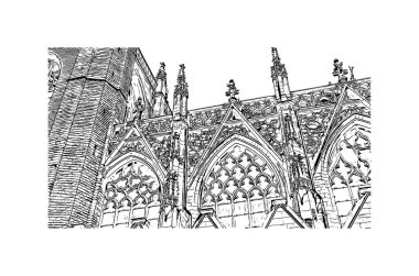 Breda, Hollanda 'nın güneyinde yer alan bir şehirdir. Vektörde elle çizilmiş çizim çizimi.