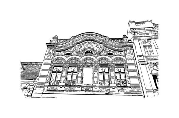 Imprimer Vue Sur Bâtiment Avec Point Repère Brasov Est Ville — Image vectorielle