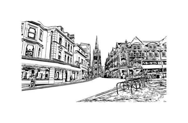 Imprimer Ville Bournemouth Est Située Angleterre Illustration Dessinée Main Vecteur — Image vectorielle