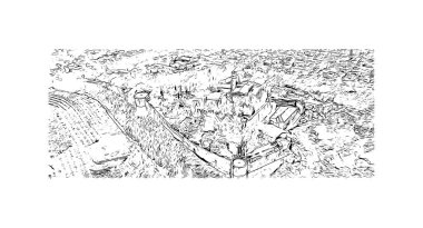 Print Building view with landmark of Brescia is the city in Italy. Vektörde elle çizilmiş çizim çizimi.