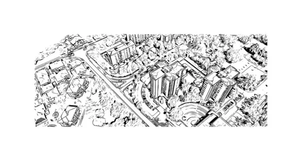 Vytisknout Pohled Budovu Orientačním Bodem Brescia Město Itálii Ručně Kreslená — Stockový vektor