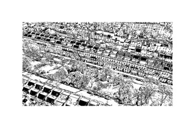 Bristol, İngiltere 'de yer alan bir şehirdir. Vektörde elle çizilmiş çizim çizimi.