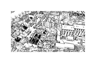 Bristol, İngiltere 'de yer alan bir şehirdir. Vektörde elle çizilmiş çizim çizimi.