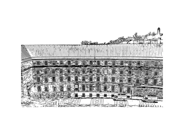 Print Building View Landmark Bristol Staden England Handritad Skiss Illustration — Stock vektor