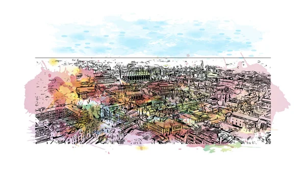 Print Vue Sur Bâtiment Avec Monument Cambridge Est Une Ville — Image vectorielle