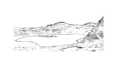 Cajamarca, Peru 'da bir şehirdir. Vektörde elle çizilmiş çizim çizimi.