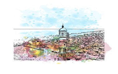 Campos dos Goytacazes, Brezilya 'da bir şehirdir. Vektörde elle çizilmiş resim ile suluboya sıçraması.