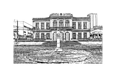 Campos dos Goytacazes, Brezilya 'da bir şehirdir. Vektörde elle çizilmiş çizim çizimi.