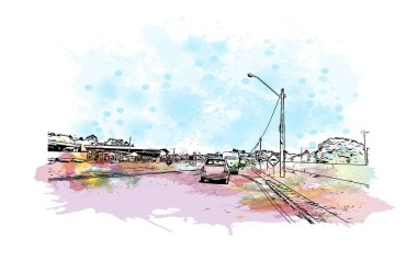 Campo Largo, Brezilya 'da bir şehirdir. Vektörde elle çizilmiş resim ile suluboya sıçraması.