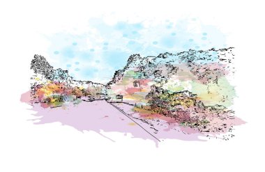 Campo Largo, Brezilya 'da bir şehirdir. Vektörde elle çizilmiş resim ile suluboya sıçraması.