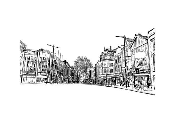 Print Vue Imprenable Sur Cardiff Est Capitale Pays Galles Illustration — Image vectorielle