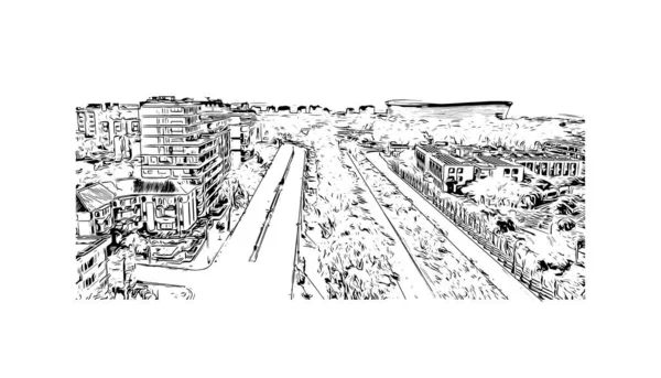 Imprimir Vista Del Edificio Con Punto Referencia Ciudad Del Cabo — Archivo Imágenes Vectoriales