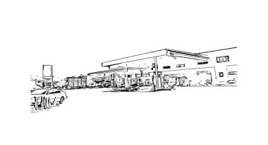 Caxias do Sul, Brezilya 'da bir şehirdir. Vektörde elle çizilmiş çizim çizimi.