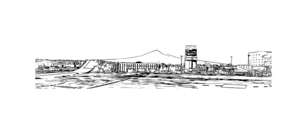 Print Building View Landmark Catania City Italy Hand Drawn Sketch — Stockový vektor