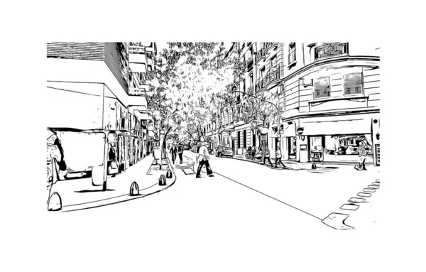 Print Vue Imprenable Sur Buenos Aires Est Capitale Argentine Illustration — Image vectorielle