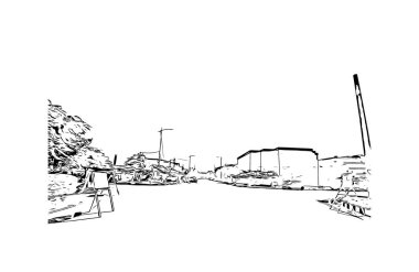 Print Building view with landmark of Chandigarh is the city in India. Vektörde elle çizilmiş çizim çizimi.