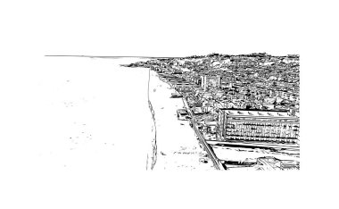 Fuengirola, İspanya 'da yer alan bir şehirdir. Vektörde elle çizilmiş çizim çizimi.