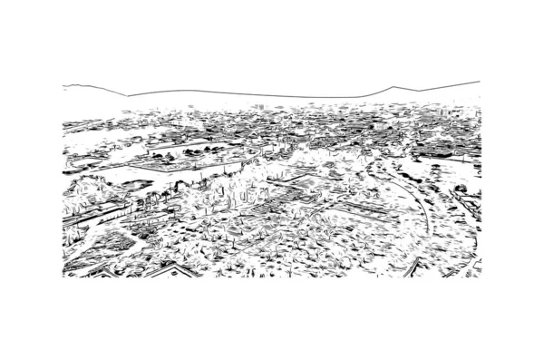 Imprimer Fujairah Est Une Ville Des Émirats Arabes Unis Illustration — Image vectorielle
