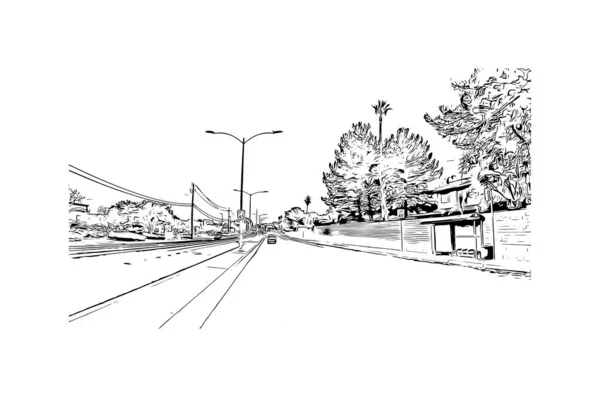 Imprimer Ville Nevada Offre Une Vue Imprenable Sur Henderson Illustration — Image vectorielle