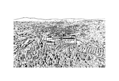 Floransa 'nın simgesi olan Print Building Manzarası İtalya' daki bir şehirdir. Vektörde elle çizilmiş çizim çizimi.