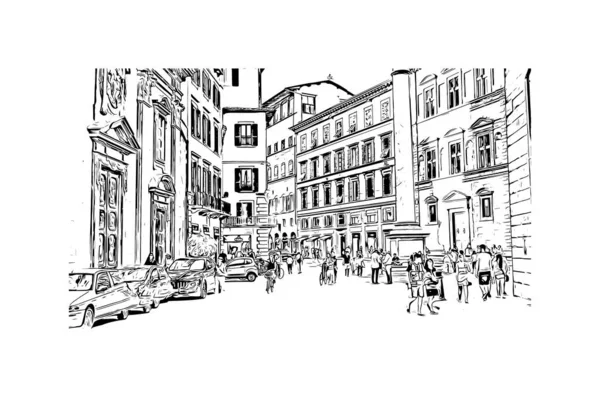 佛罗伦萨的标志性建筑是意大利的城市 矢量手绘草图 — 图库矢量图片
