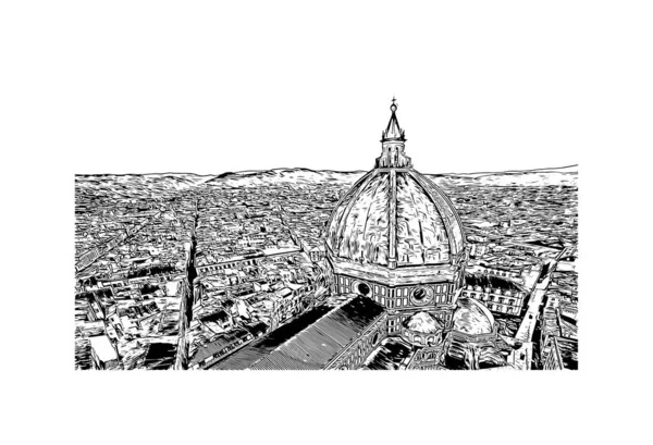 Imprimir Vista Del Edificio Con Hito Florencia Ciudad Italia Dibujo — Archivo Imágenes Vectoriales