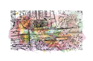 Floridablanca, Kolombiya 'da bir şehirdir. Vektörde elle çizilmiş resim ile suluboya sıçraması.