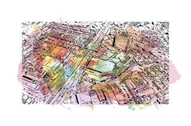 Floridablanca, Kolombiya 'da bir şehirdir. Vektörde elle çizilmiş resim ile suluboya sıçraması.