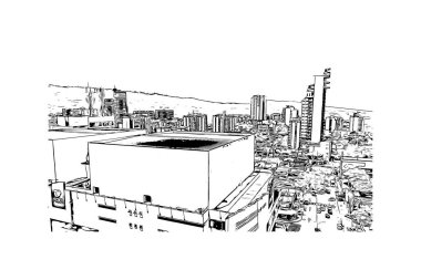 Floridablanca, Kolombiya 'da bir şehirdir. Vektörde elle çizilmiş çizim çizimi.