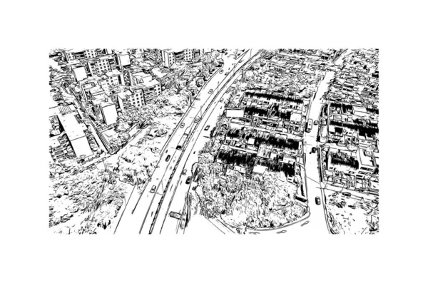 Print Vue Sur Bâtiment Avec Point Repère Floridablanca Est Municipalité — Image vectorielle