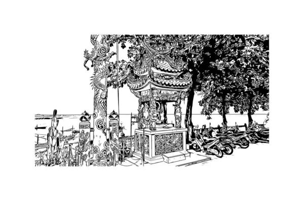 Вид Print Building Орієнтиром Hua Hin Морським Курортом Тайській Затоці — стоковий вектор