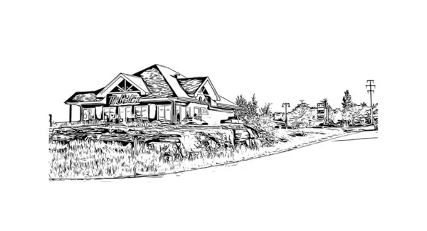 Vytisknout Pohled Budovu Orientačním Bodem Huntsville Město Alabamě Ručně Kreslená — Stockový vektor