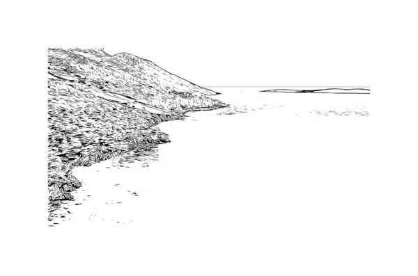 印刷Hvarのランドマークとビルの景色はクロアチアの島です 手描きのスケッチ図ベクトル — ストックベクタ