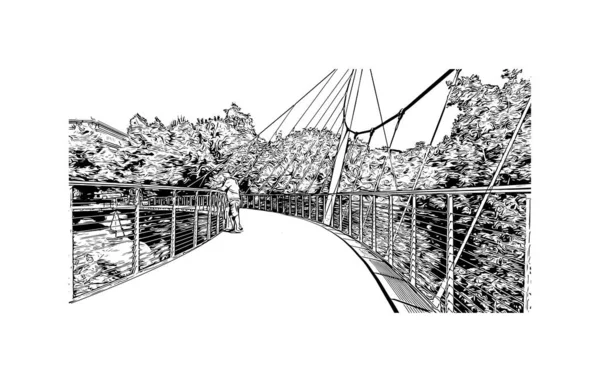 Imprimir Vista Del Edificio Con Punto Referencia Greenville Una Ciudad — Archivo Imágenes Vectoriales