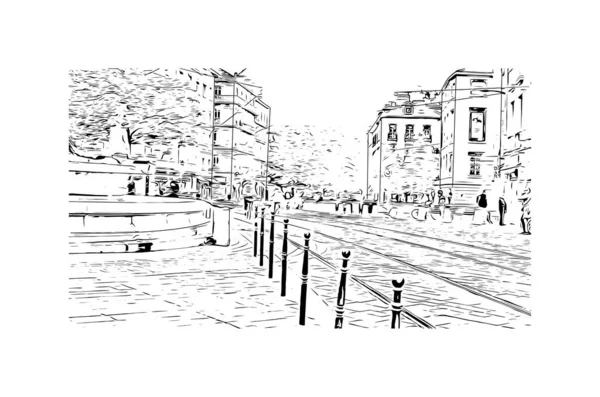 Imprimer Vue Imprenable Sur Grenoble Est Ville France Illustration Dessinée — Image vectorielle