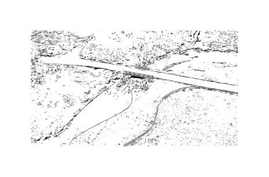 Print Building view with landmark of Grossarl is the town in Austria. Vektörde elle çizilmiş çizim çizimi.