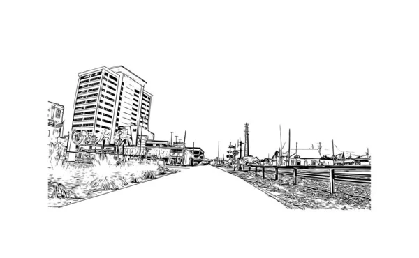 Προβολή Κτιρίου Ορόσημο Gulfport Είναι Μεγαλύτερη Πόλη Του Μισισιπή Χειροποίητο — Διανυσματικό Αρχείο